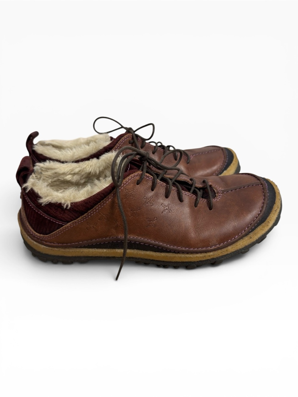 Merrell Orleans Leather Faux Fur Lined Shoes Womens 8.5 Brown Comfort Lace Up - Picture 3 of 8